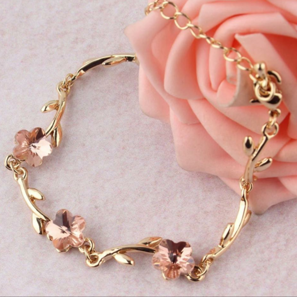 Pink flower bracelet