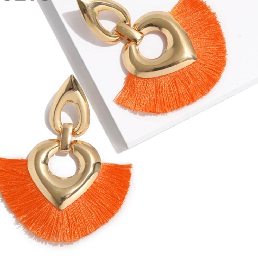 Orange Bohemian Dangle Earrings