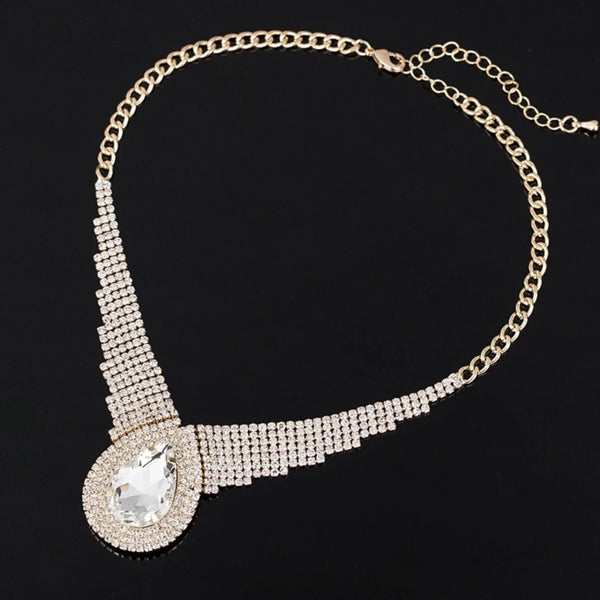 Sparkling Drop Rhinestone Necklace