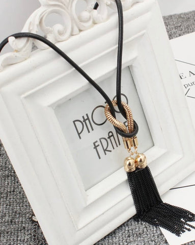 Sleek Pendant Tassel Necklace