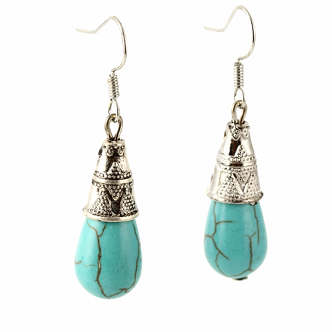 Turquoise Charm Teardrop Earrings