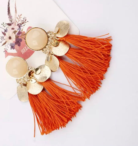 Orange Tassel Earrings