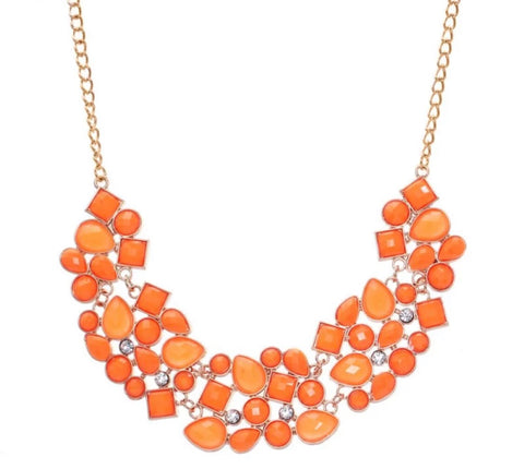 Gold Orange Flowered Necklace