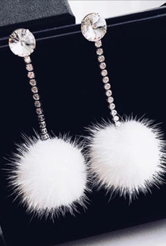 White Fur Earrings