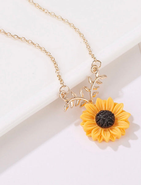 Sunflower Necklace And Earring Set