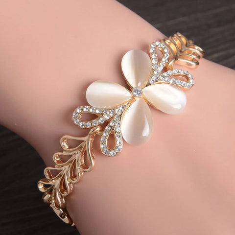 Bracelet with Leaves and Flower Attachment